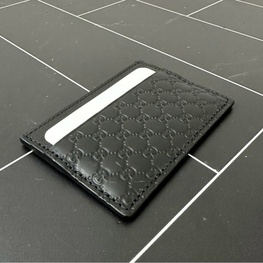 BRAND NEW Gucci GG Micro Guccissma Black leather cardholder - Picture 3 of 3